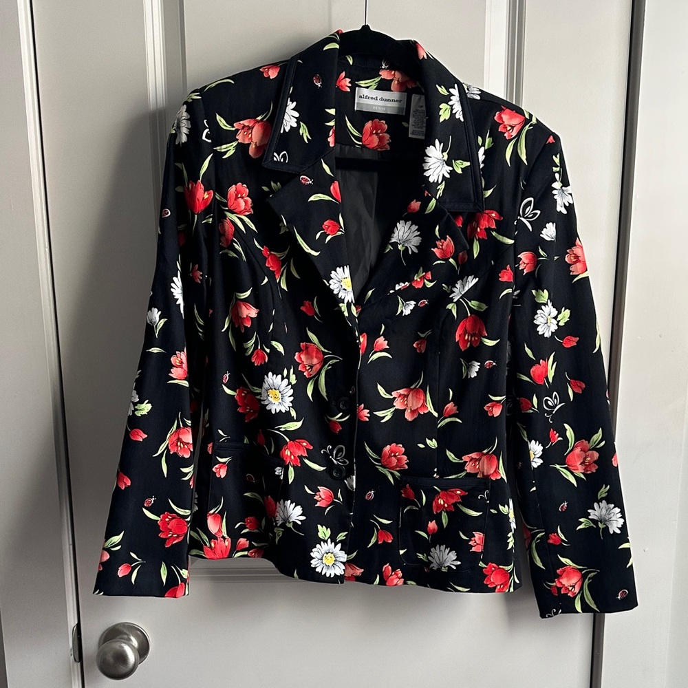 Alfred Dunner Black Floral Blazer